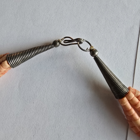 Vintage elephant necklace pink peach silver tone boho bohemian tribal - Picture 13 of 16